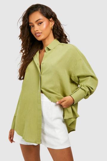 Oversized Linen Look Shirt olive