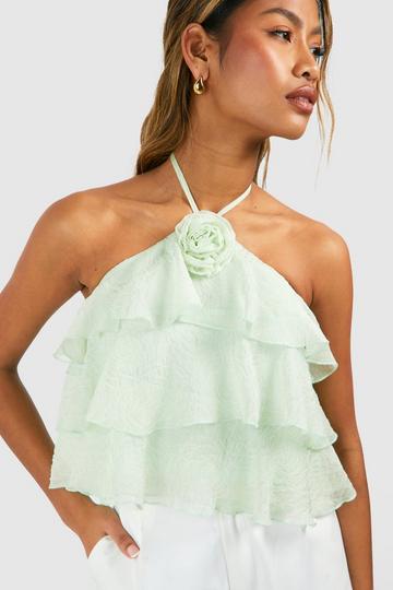 Halter Tiered Corsage Cami sage