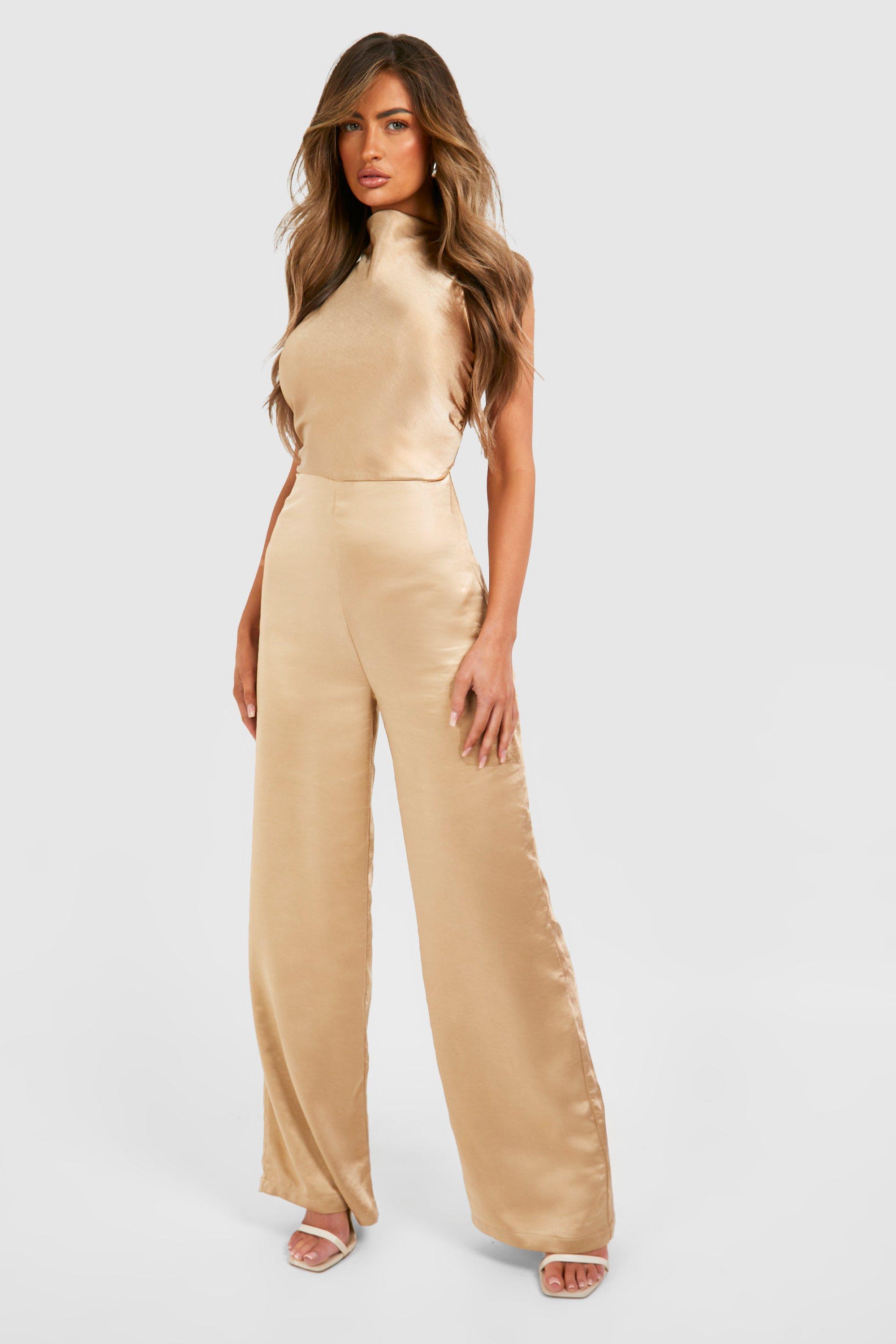 Bridesmaid Satin High Neck Jumpsuit