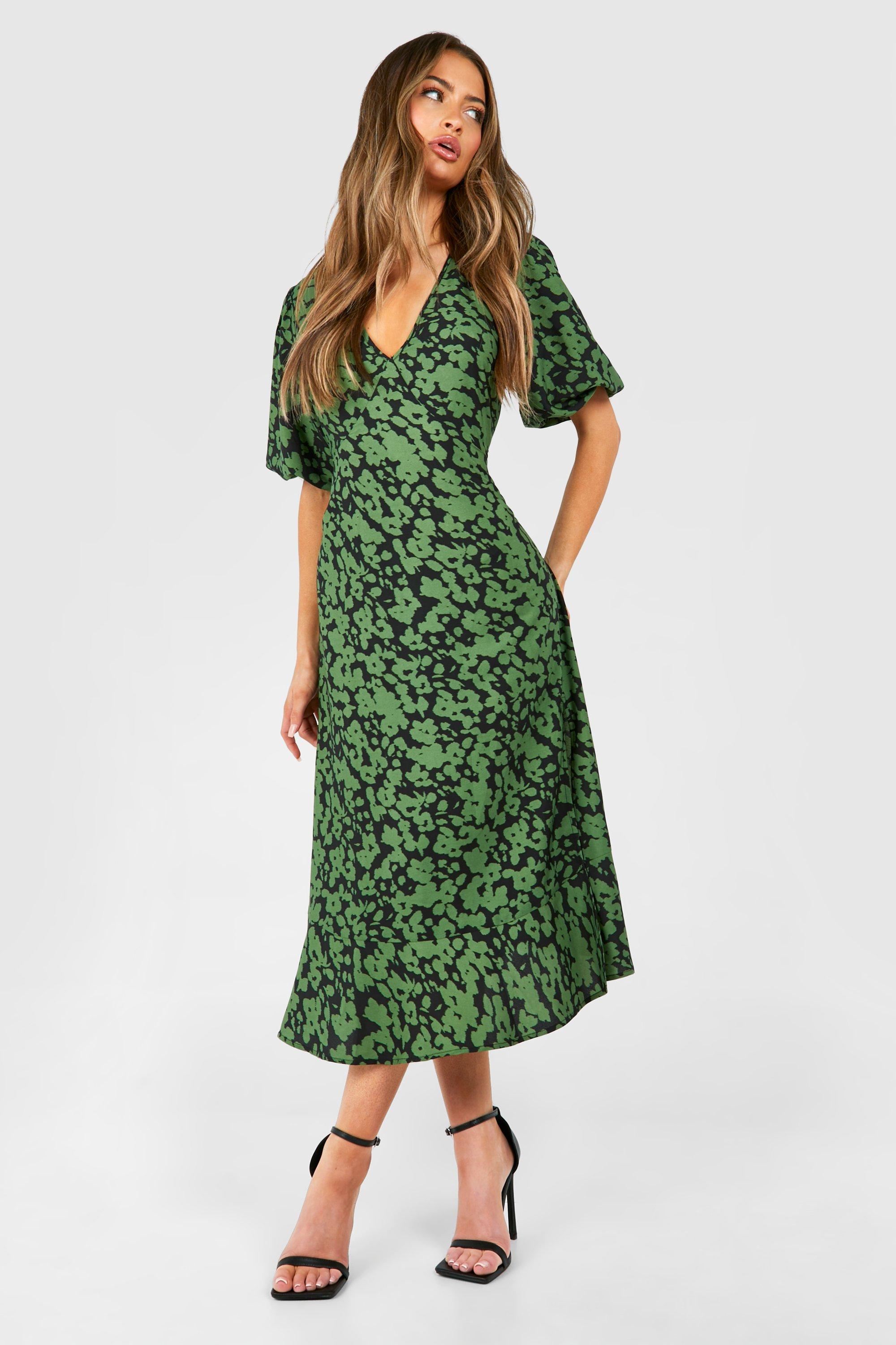 Floral Print Midi Smock Dress boohoo