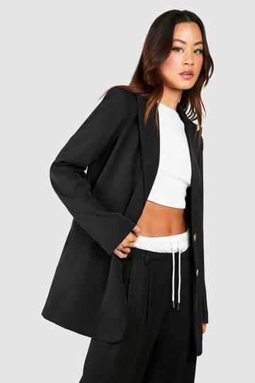 Tall Oversized Geweven Getailleerde Blazer black