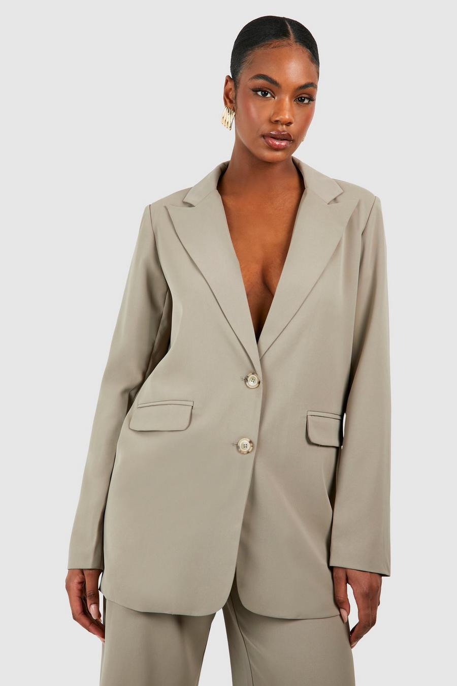 Mocha Tall Woven Oversized Tailored Blazer  image number 1