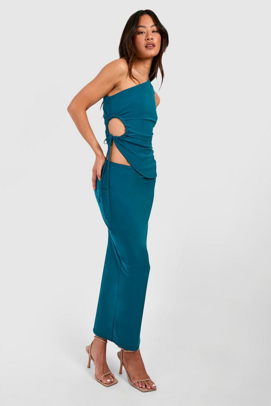 Blue Tall Slinky Midi Skirt image number 1