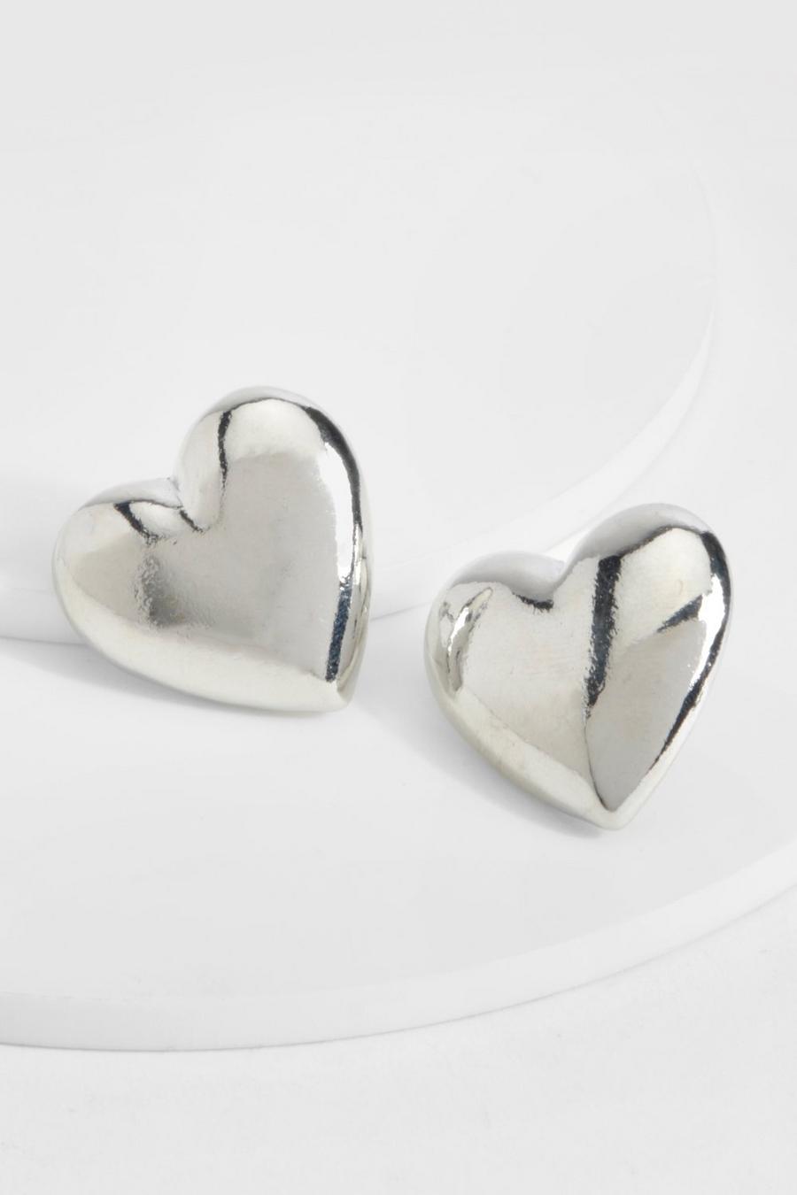Silver Heart Stud Earrings  image number 1