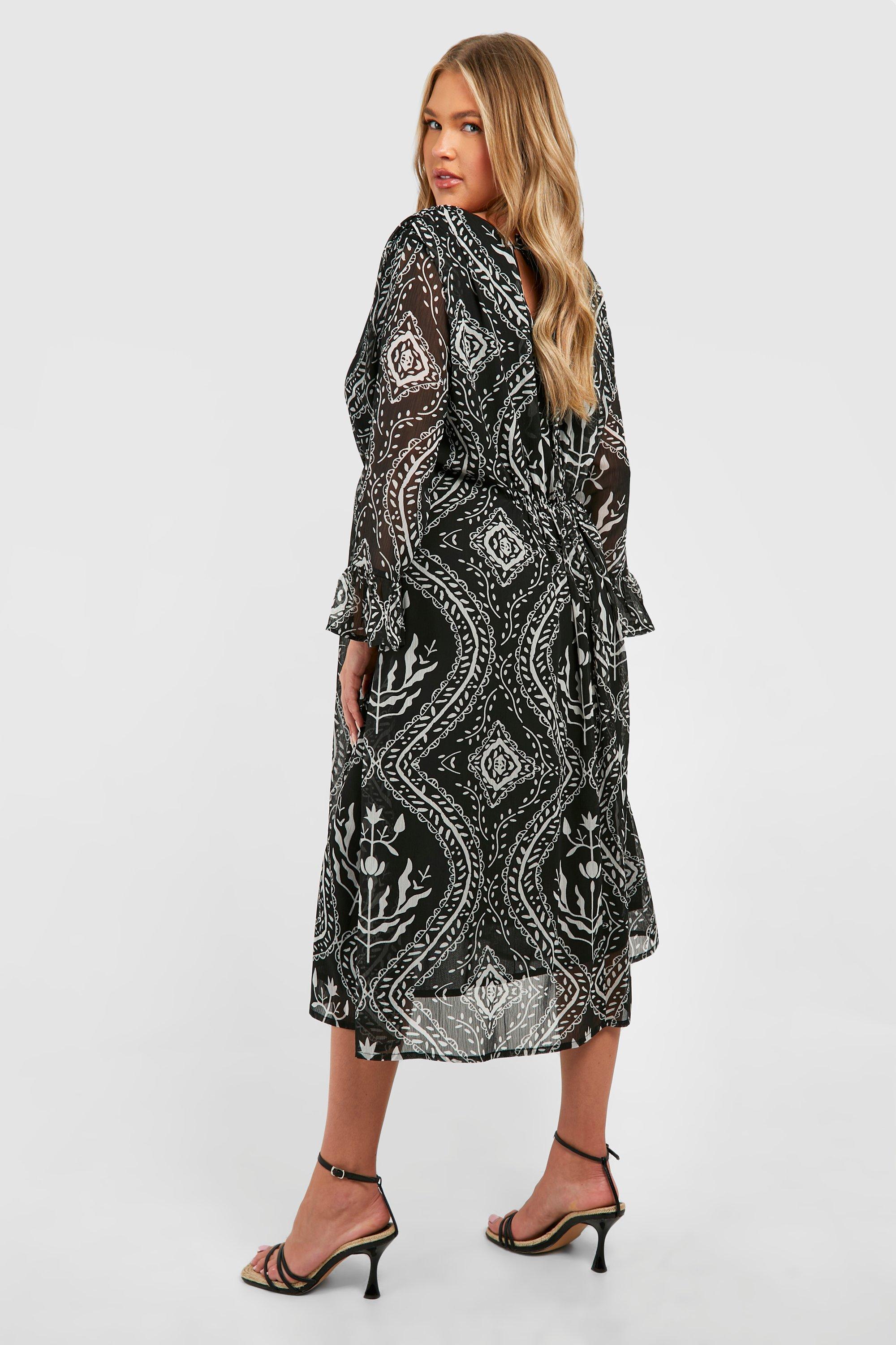 Boohoo paisley print midi dress sale