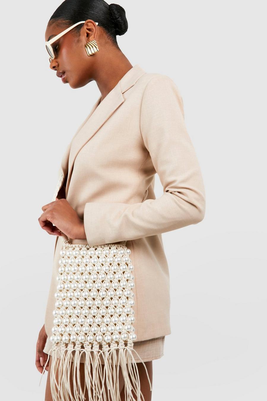 Ivory Pearl Crochet Cross Body Bag