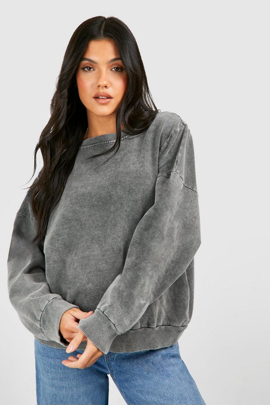 Charcoal Mammakläder Stentvättad sweatshirt med sömmar image number 1