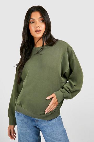 Maternity Acid Wash Seam Sweatshirt washed khaki