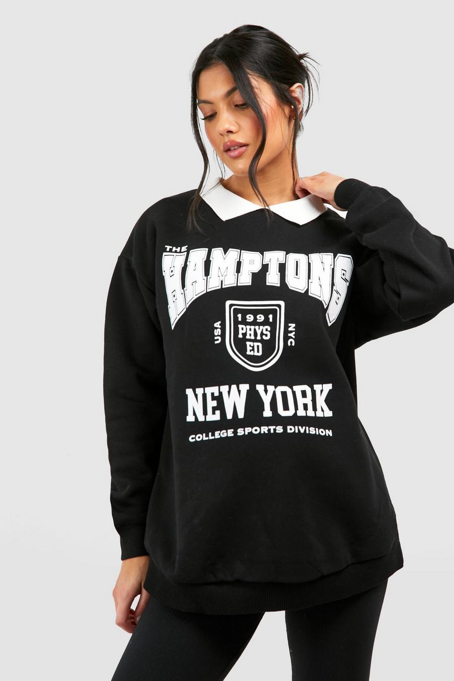 Umstandsmode Sweatshirt mit Hamptons Print und Kragen, Black image number 1