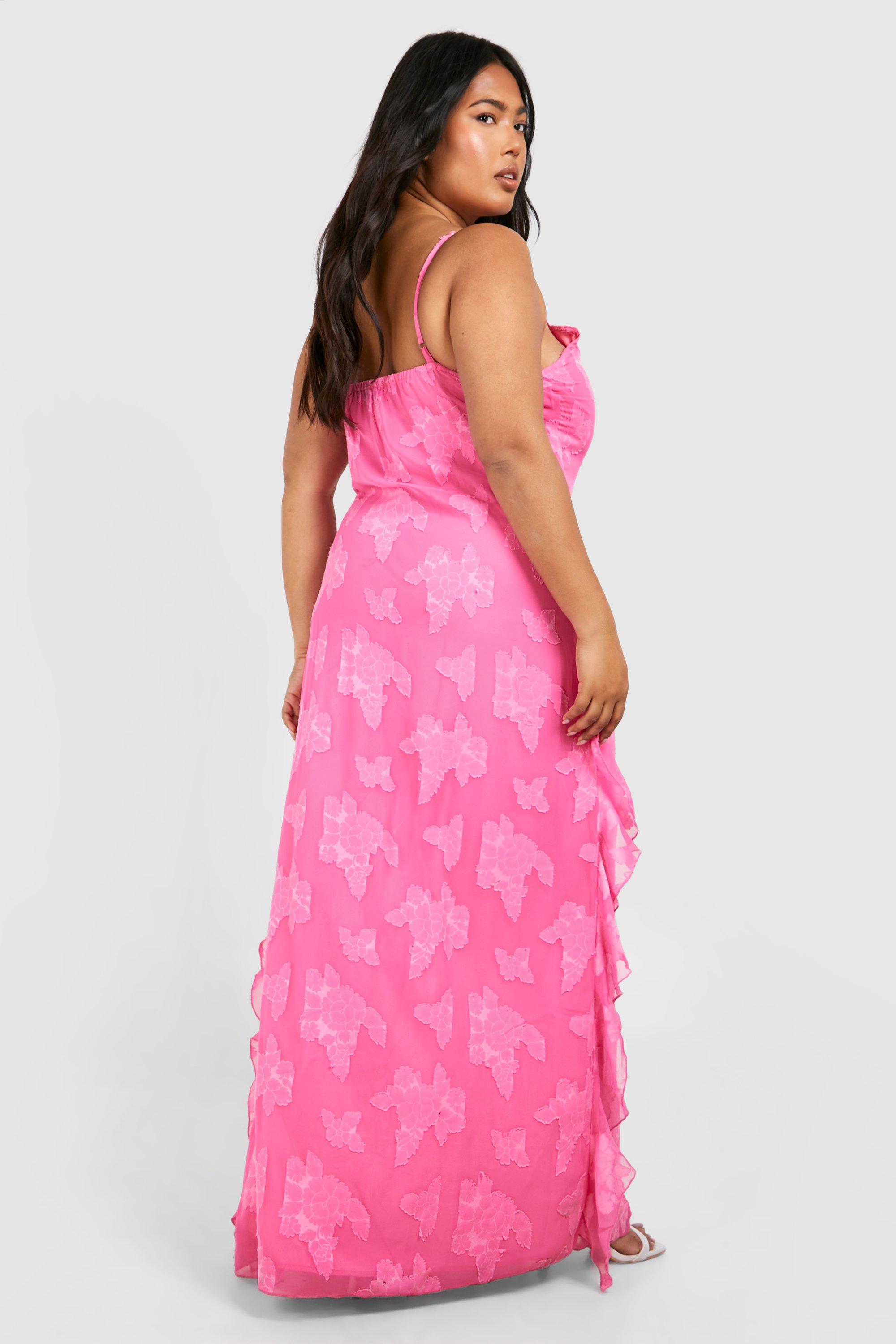 Women Pink Floral Strappy Maxi Dress