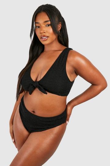 Plus Textured High Waist Bikini Breif black