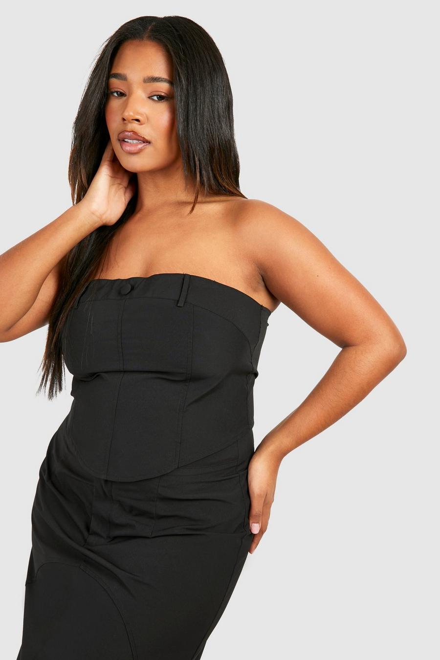 Top a corsetto Plus Size con zip, Black image number 1