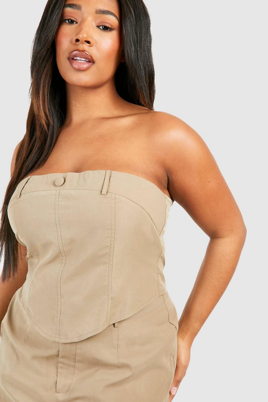 Top a corsetto Plus Size con zip, Mushroom image number 1