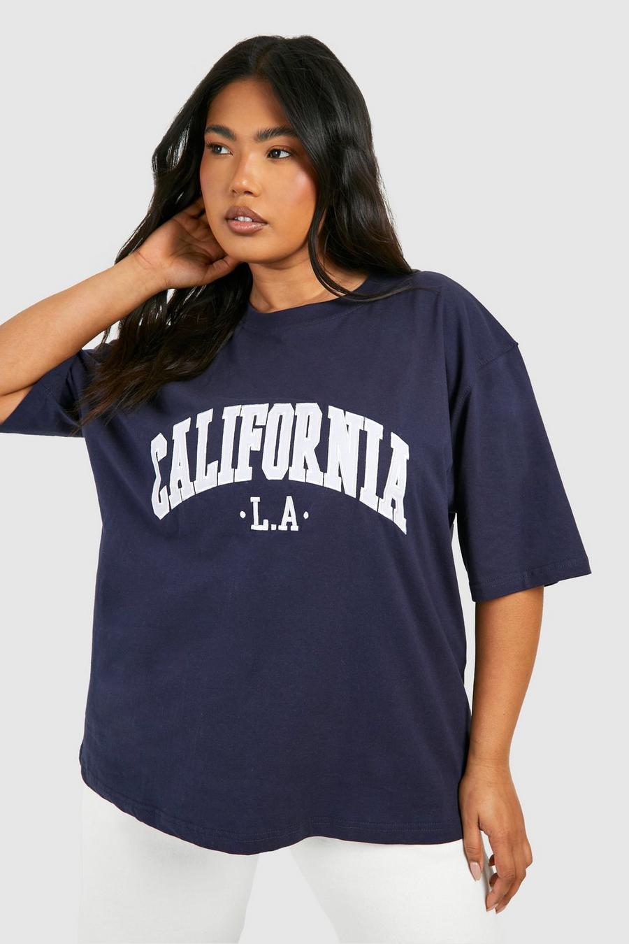 Grande taille - T-shirt oversize à slogan California, Navy