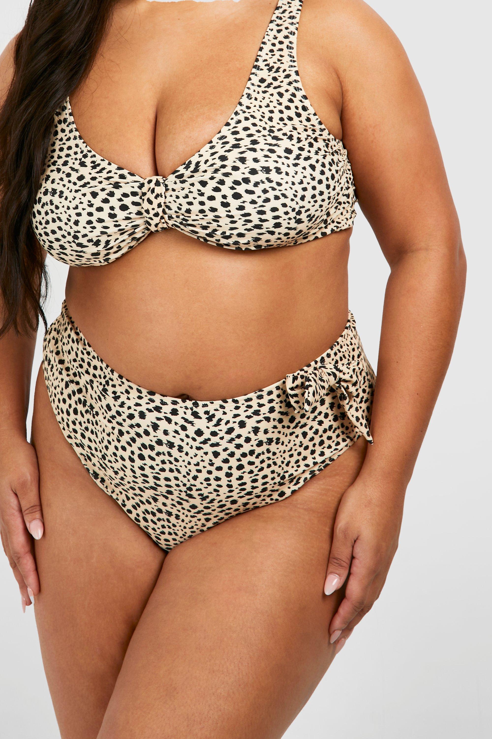 Plus Leopard High Waisted Bikini Bottoms