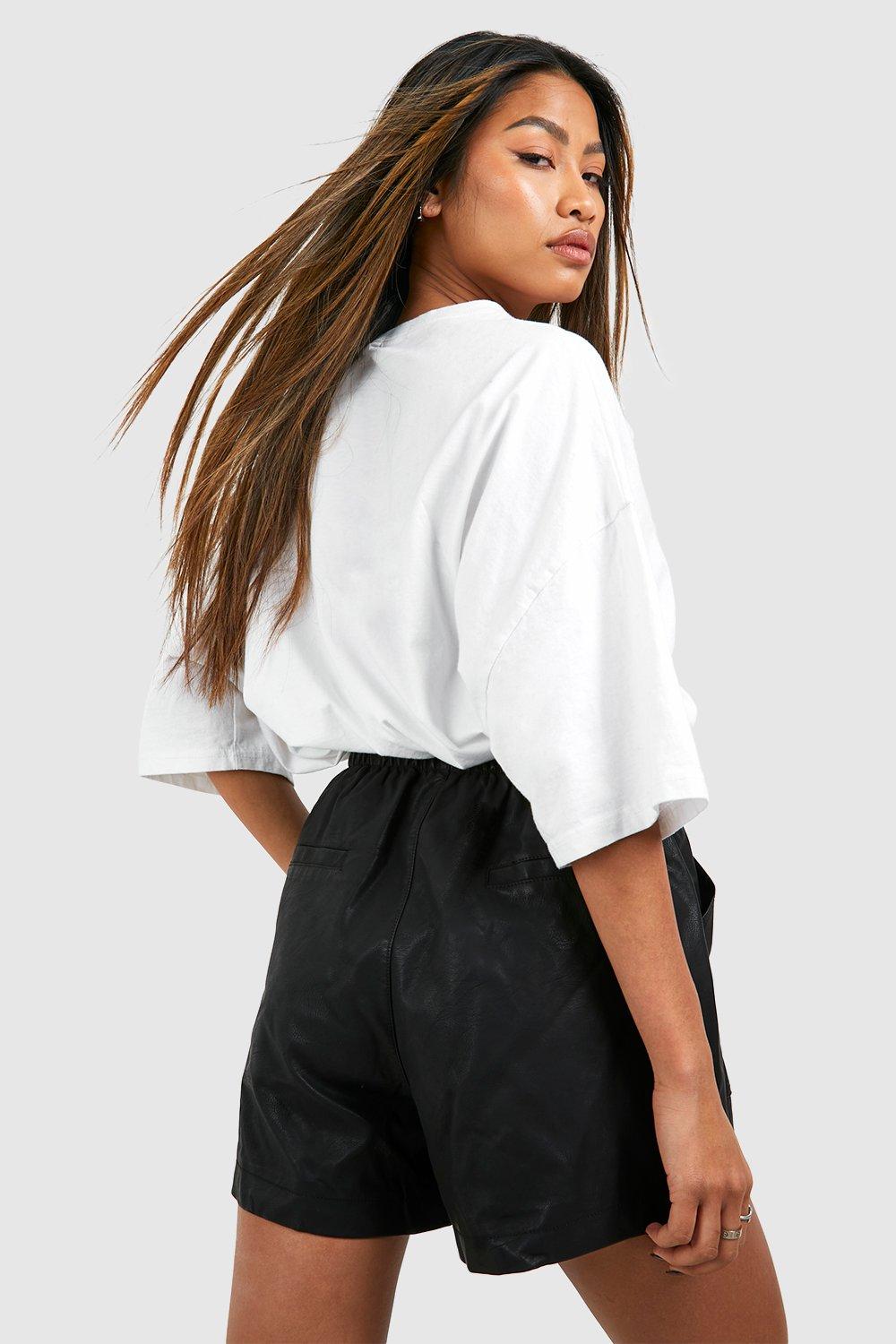 Black high store waisted paperbag shorts