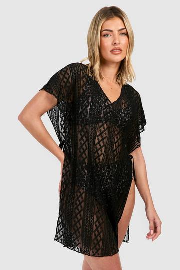 Lace Cover-up Beach Kaftan black