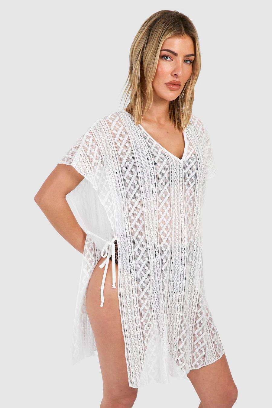 White Lace Cover-up Beach Kaftan image number 1