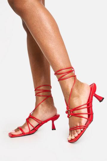 Wide Fit Ring Detail Wrap Up Heels red