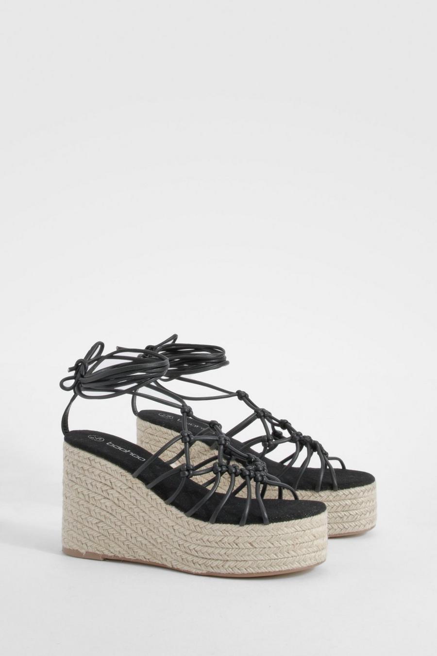 Black Knot Detail Mid Height Wedges image number 1