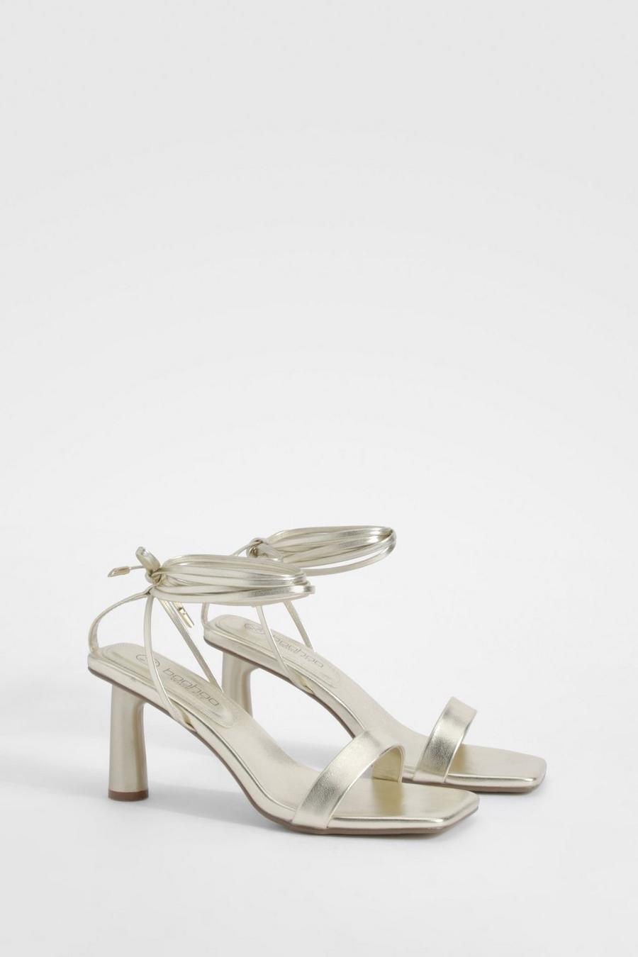 Gold Casadei metallic-effect heeled leather sandals