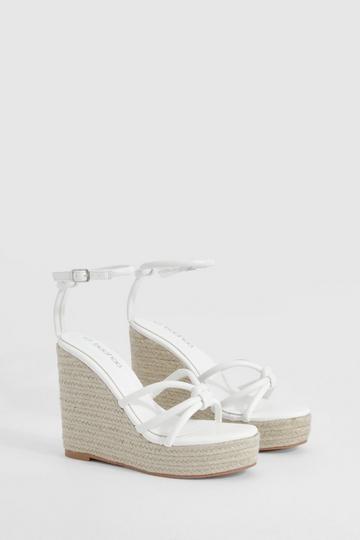 Wide Fit Knot Detail 2 Part High Wedges white