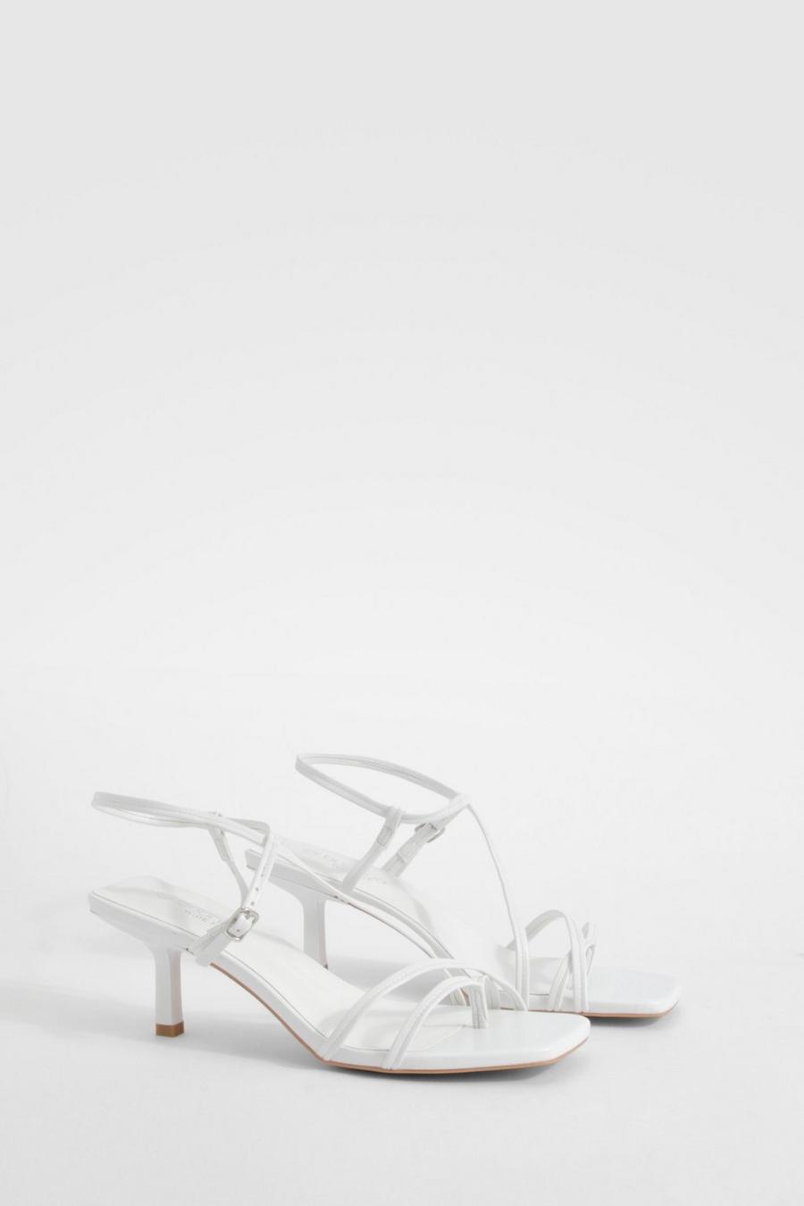 White Sandaletter med korsade band och låg klack image number 1