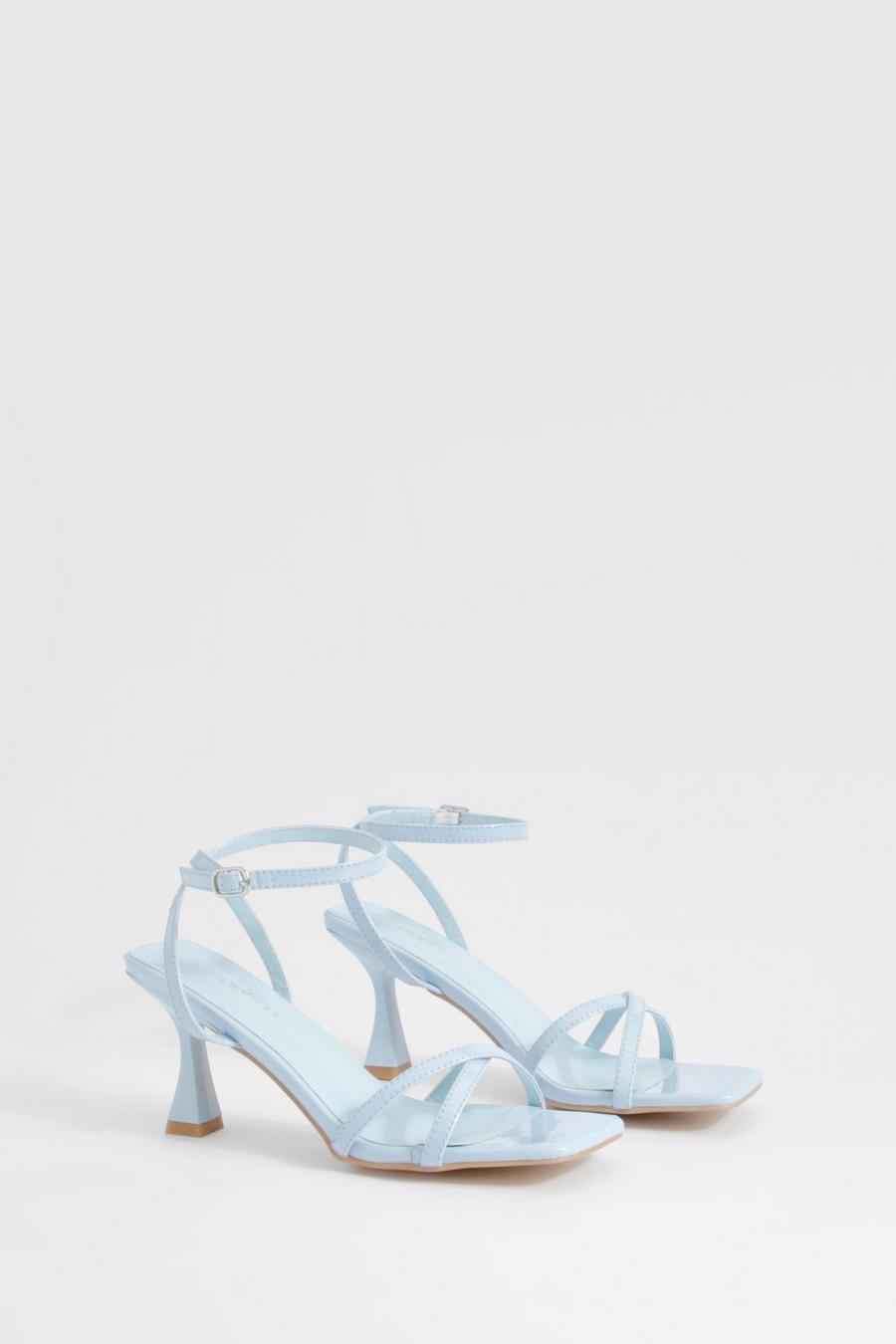 Pastel blue Tara strappy low-heel sandals