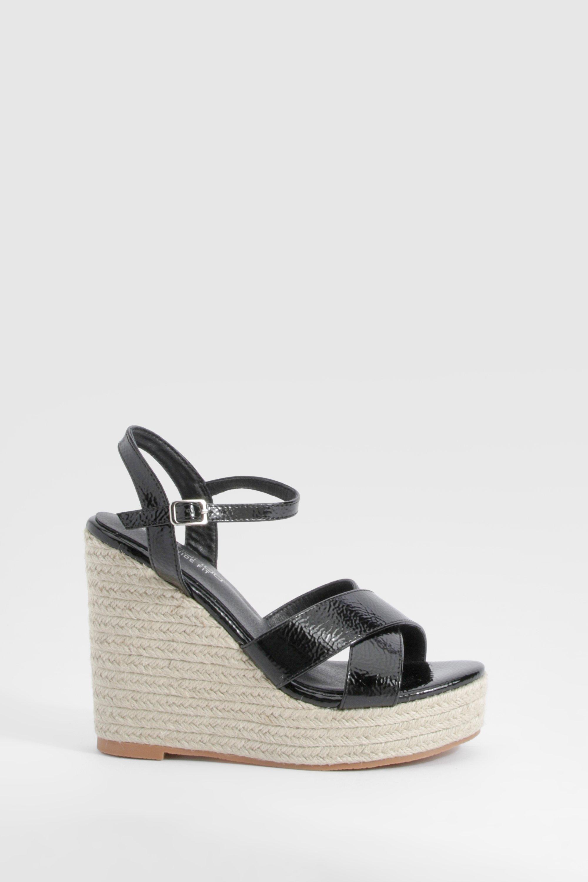 Wide Fit Crossover High Wedges boohoo
