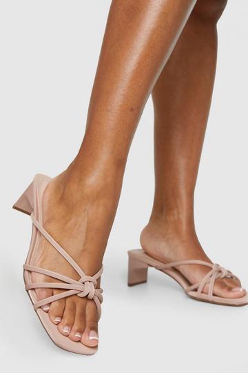 Knot Detail Flat Heeled Mules red