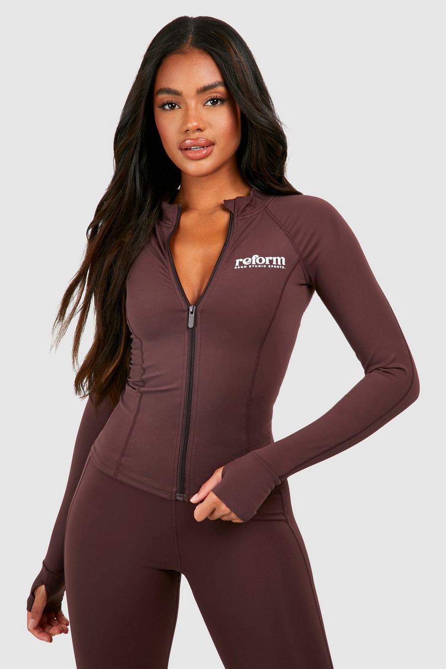 Chocolate Premium Sculpt Reform Seam Detail Sports Jacket