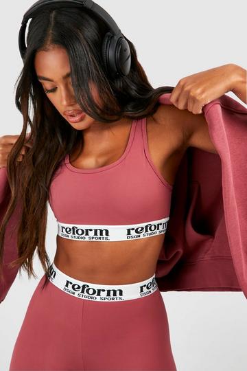 Premium Sculpt Reform Tape Detail Sports Bra rose