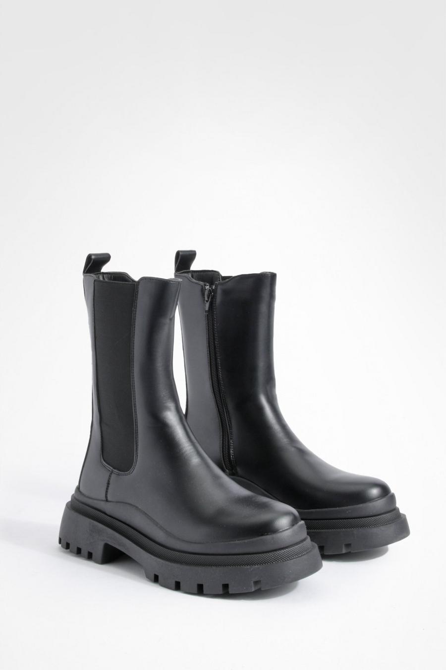 Black Chelsea Boots Met Dikke Golvende Zool image number 1