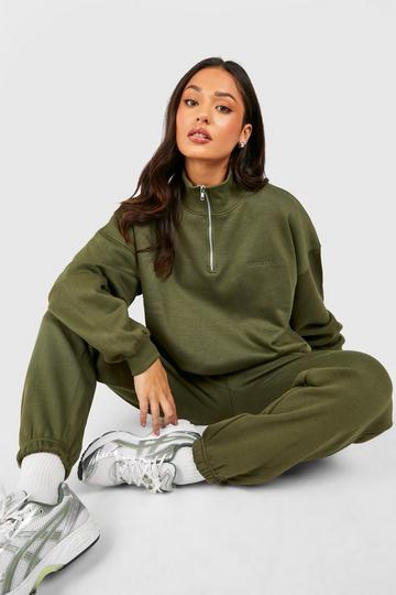 Petite Half Zip Tracksuit olive