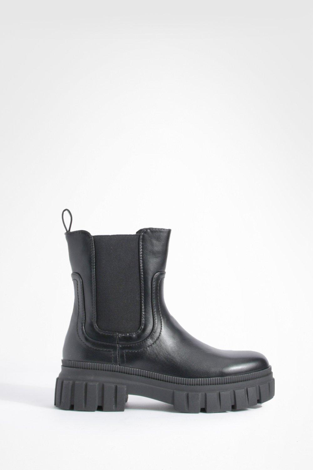 Black chunky cleated discount sole chelsea boots