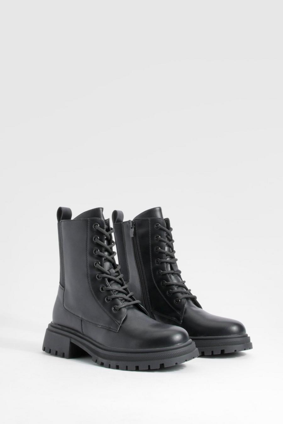Black nero Lace Up Hiker Boots       