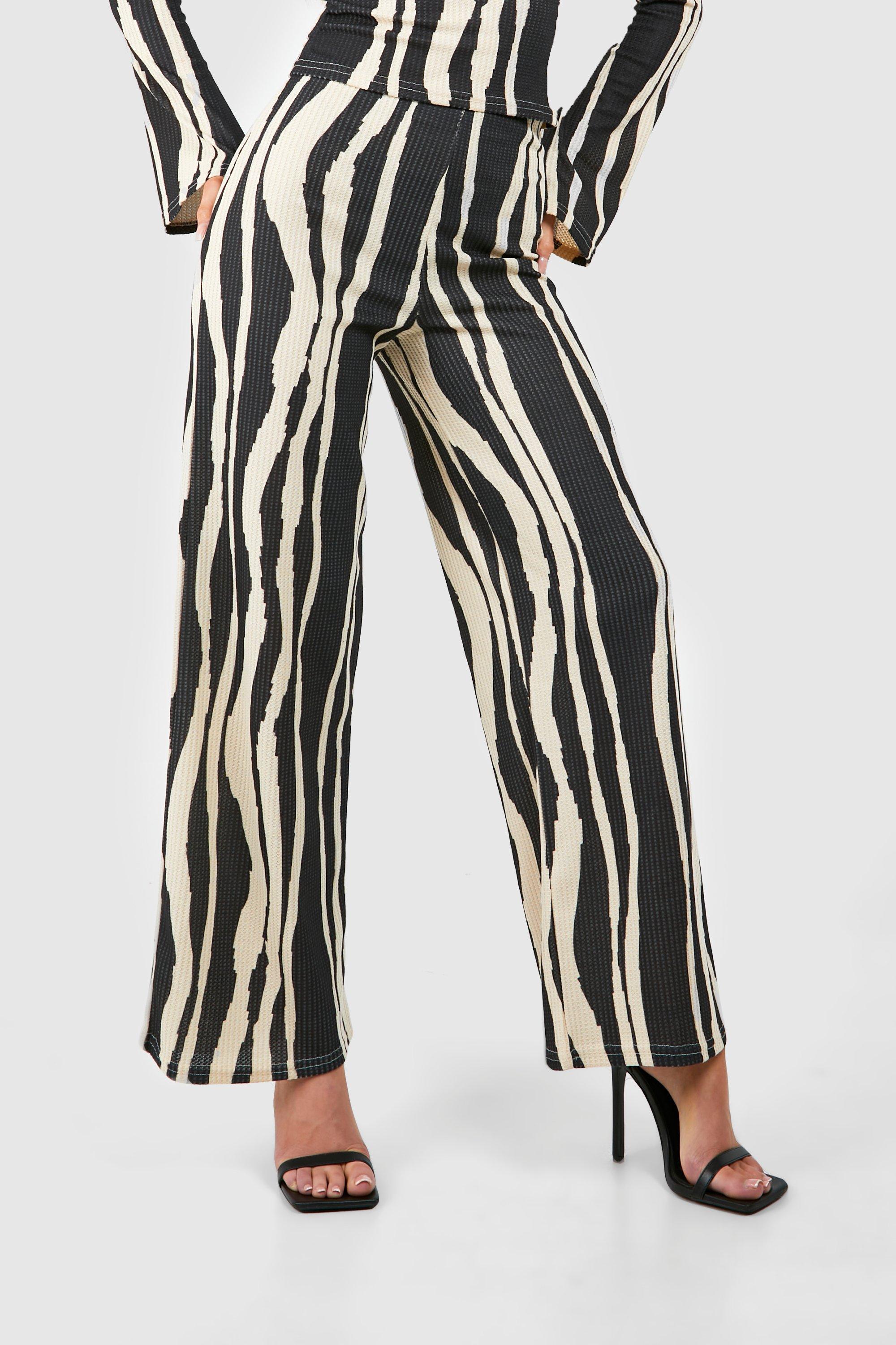 Black striped wide leg trousers