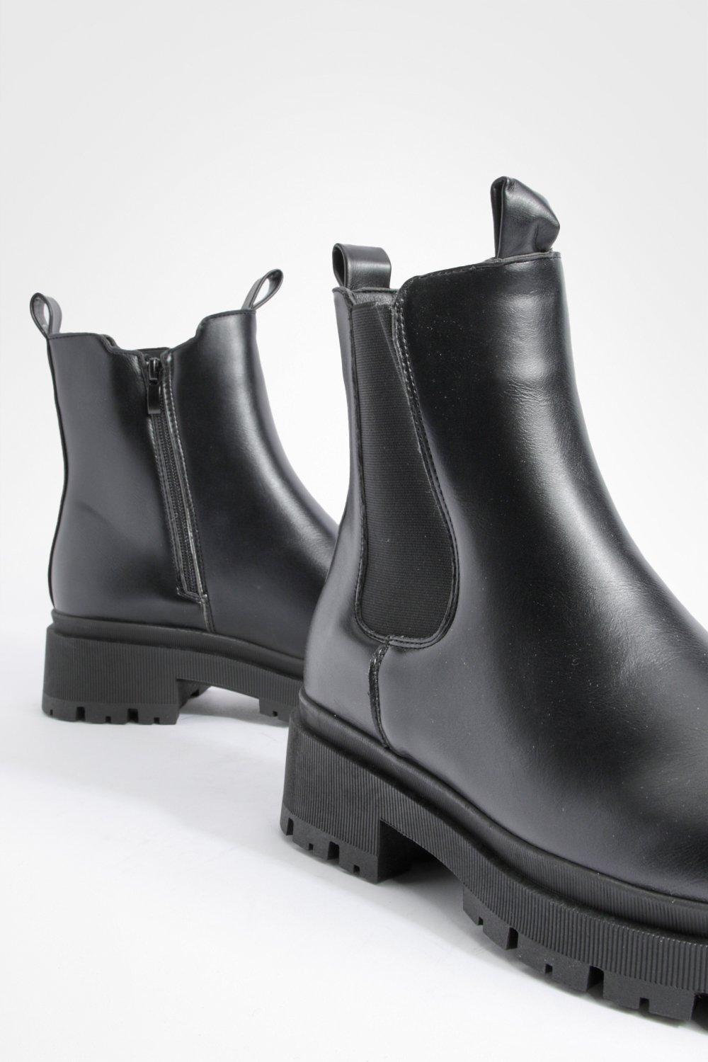 Ladies black chunky clearance boots