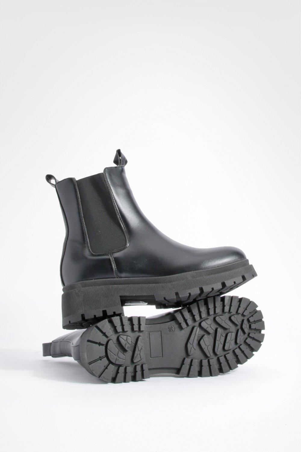 Ladies black shop chunky boots