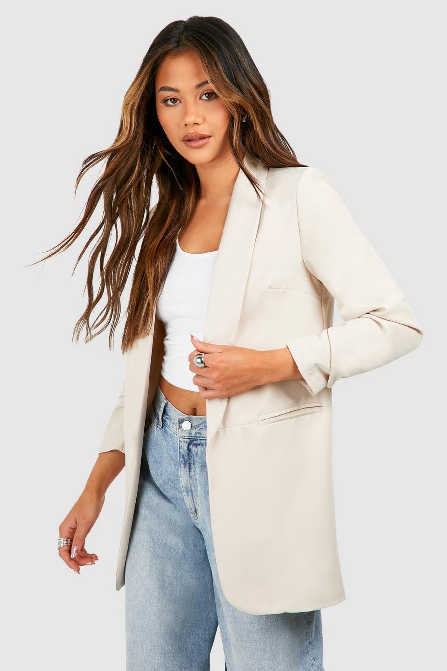 Stone Ruched Sleeve Tailored Blazer image number 1