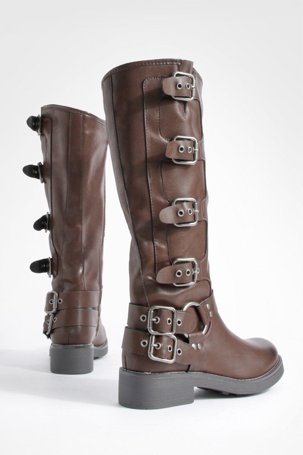 Biker boots with on sale buckles