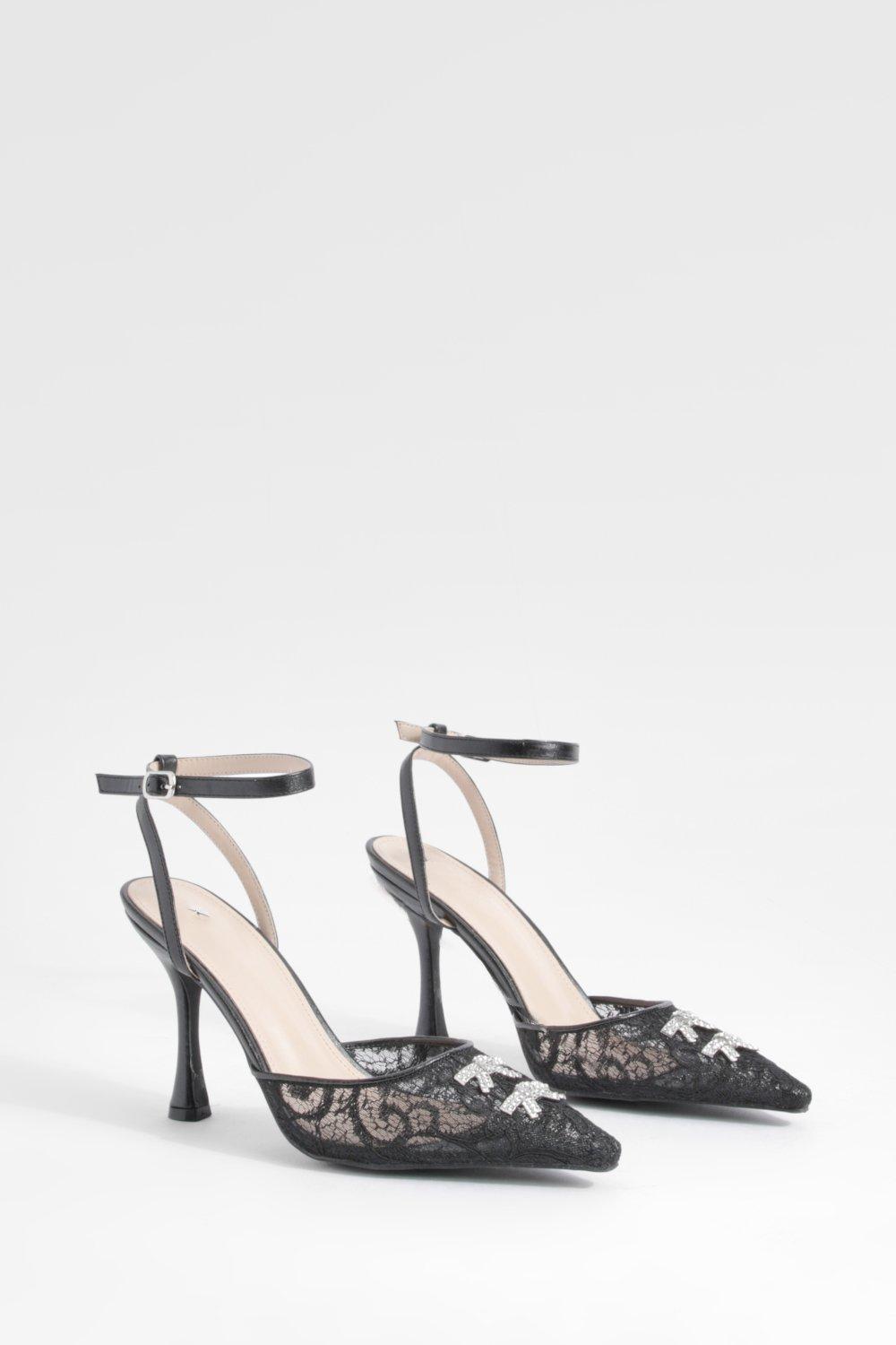 Black lace hot sale kitten heels