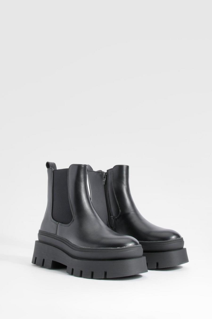 Black Chunky Sole Chelsea Boots   image number 1