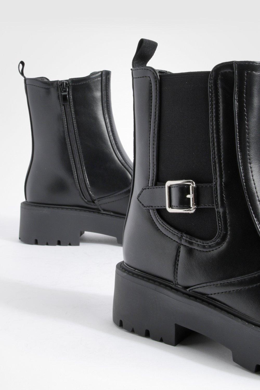 Chunky Buckle Detail Chelsea Boots | boohoo