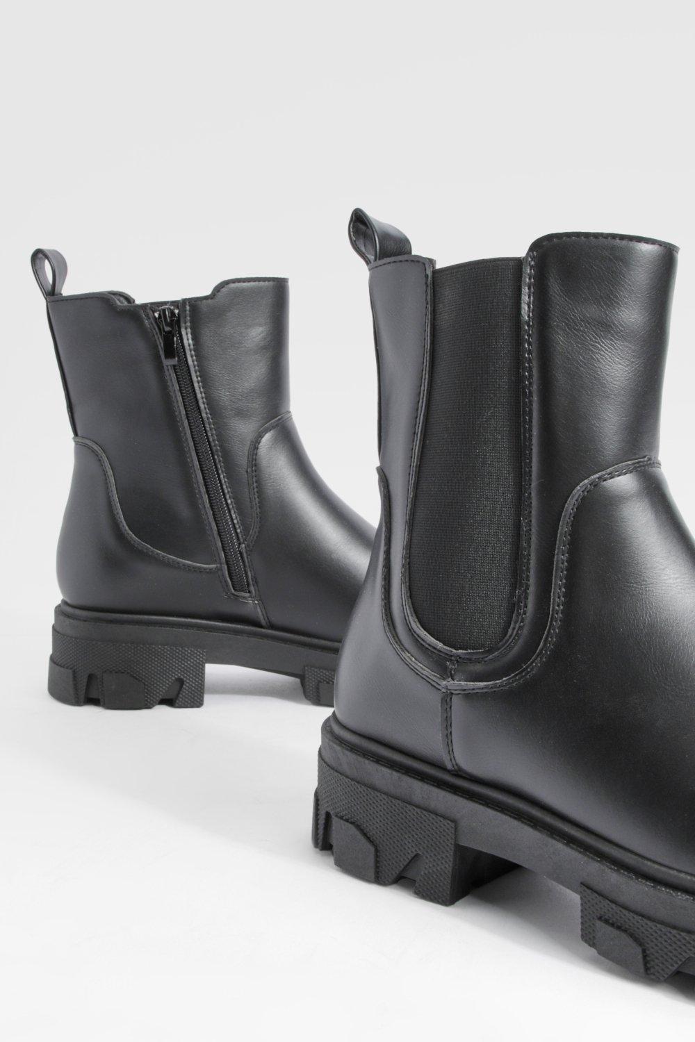 Ladies black shop chunky boots