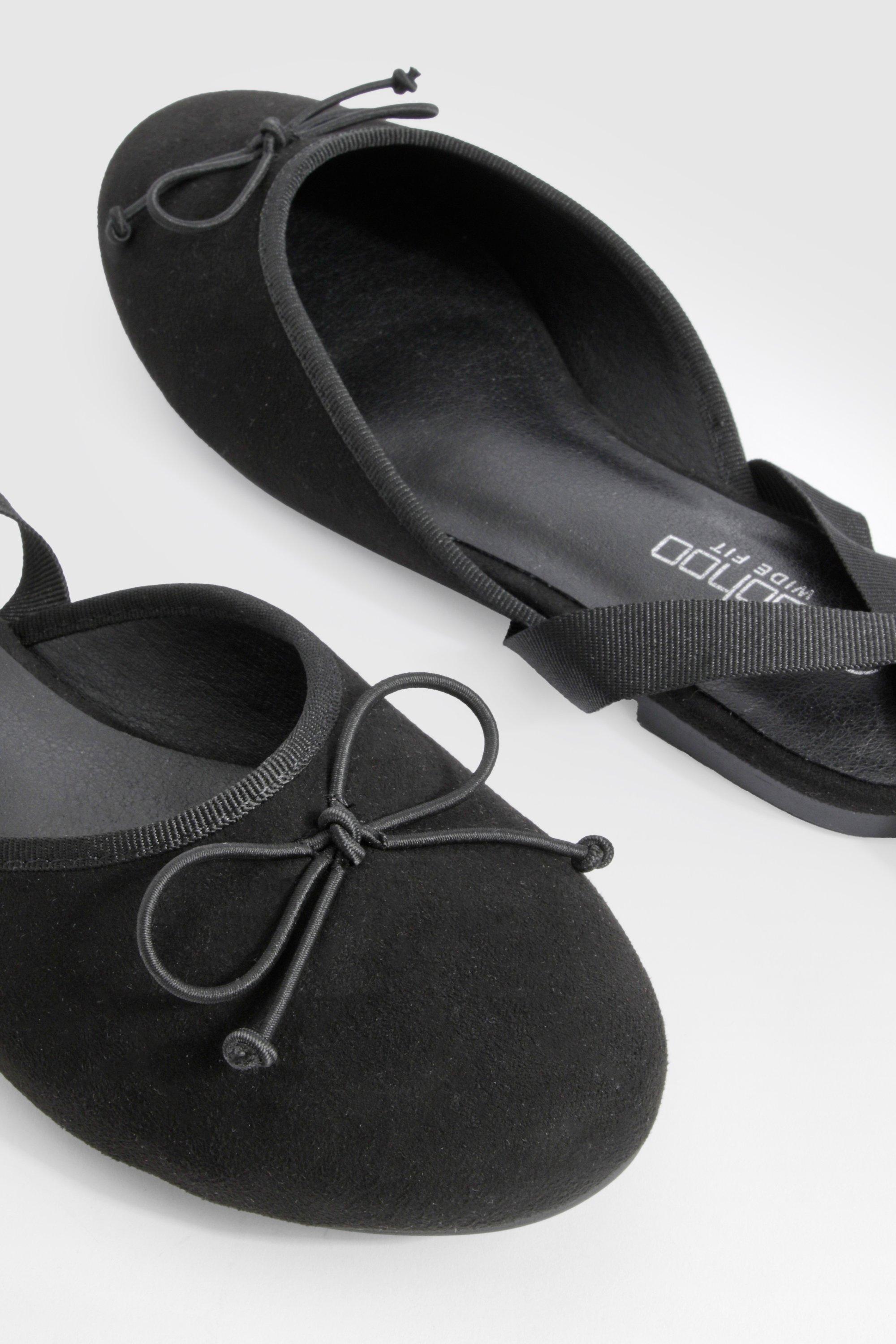 Wide Fit Tie Detail Ballet Flats