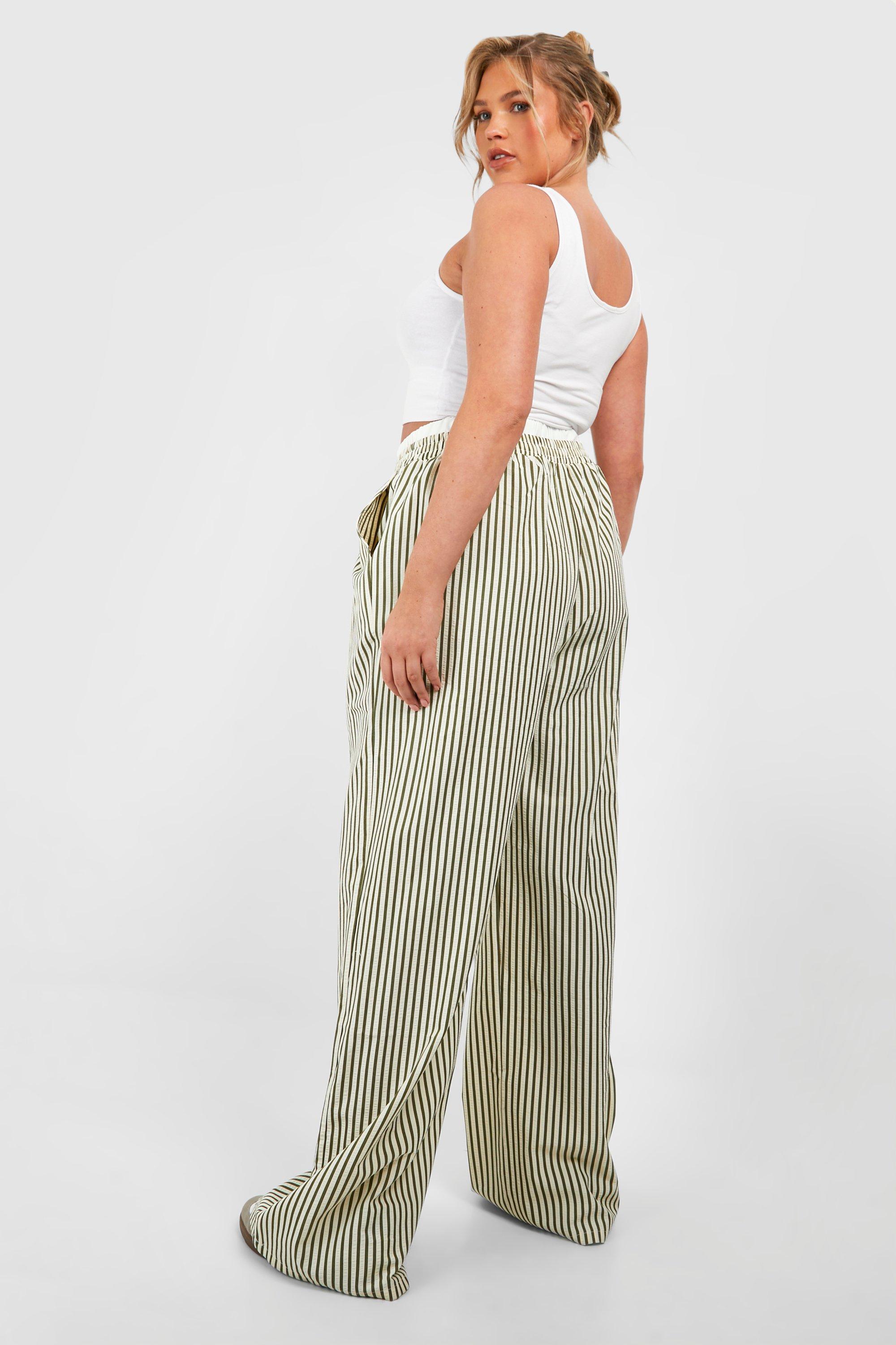 Plus Contrast Dsgn Waistband Detail Stripe Pants