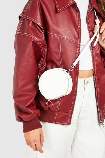 Cream White Circle Pu Cross Body Bag