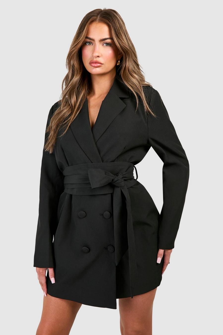 Robe blazer nouée, Black image number 1