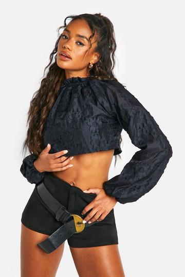 Premium Lace Volume Sleeve Top black